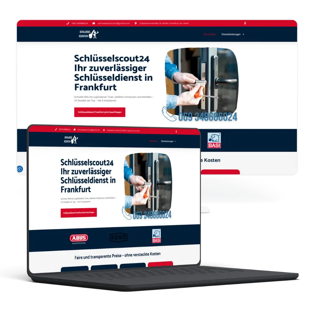 Strona Schlüsselscout24 na monitorze i laptopie